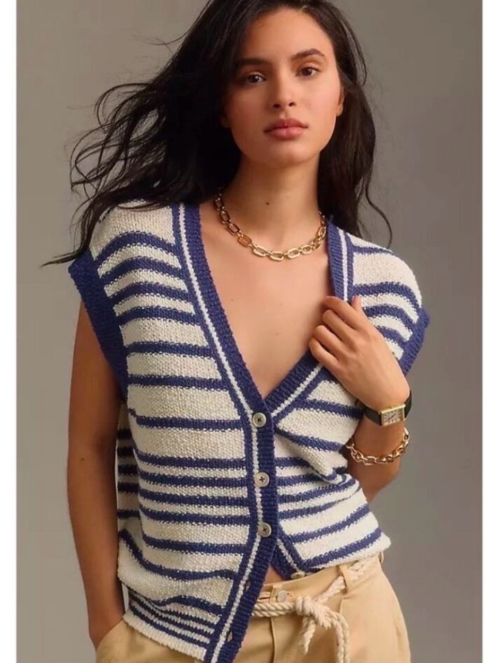 Maeve oversized striped sweater vest